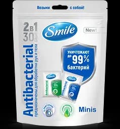 Влажные салфетки Smile Antibacterial, 30 шт.