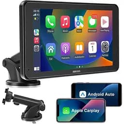 ESSGOO 743CP, чорна 7-дюймова автомобільна стереосистема з Bluetooth, Android Auto та Apple CarPlay