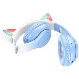Навушники бездротові з вушками Hoco Cat ears BT headphones W42 біло рожеві - мініатюра 5