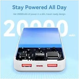 Зовнішній акумулятор Vention 20000mAh Power Bank (Micro-USB + USB-C + USB-A + USB-A) 22.5W з дисплеєм білий FHLW0 - мініатюра 4