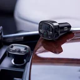 Автомобільний зарядний пристрій Baseus FM Launcher S-09 Standart Edition 2.4A 2USB black (CCMT000001) - мініатюра 7