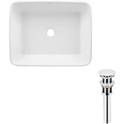 Умивальник Qtap Tern накладний прямокутний 475x370x140 мм White + донний клапан PU02, Білий