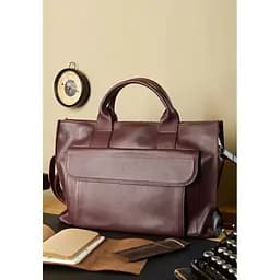 Шкіряна сумка для ноутбука та документів Універсальна бордова