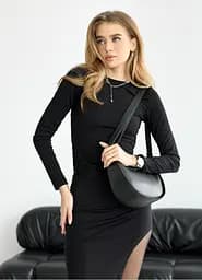 Жіноча сумка Sambag Leoma Baguette чорна 25x9x16 см (54100001) - мініатюра 2