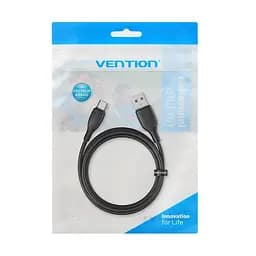 Кабель Vention USB 2.0 A Male to C Male 3A Cable 1M Black Flexible PVC Type (CWABF) - мініатюра 4