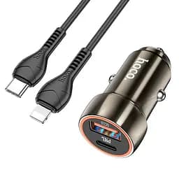 Адаптер автомобільний HOCO Type-C to Lightning Cable Blue whale car charger set Z46A коричневий