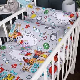 Простыня на резинке MirSon Kids Time 17-0667 Щенячий патруль 80х160 см бязь серая (2200010121896)