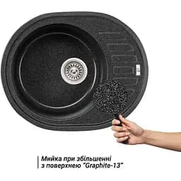 Кухонна мийка Lidz 620x500/200 GRF-13 графіт (LIDZGRF13620500200) - мініатюра 6