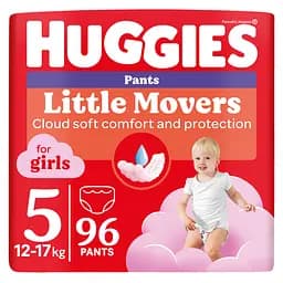 Набор трусиков-подгузников для девочек Huggies Little Movers Pants 5 (12-17 кг) Mega, 96 шт. (2 уп. по 48 шт.)