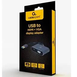 Адаптер Cablexpert HDMI+VGA - USB (F/M), 0.15 м, Black (A-USB3-HDMIVGA-01)