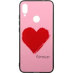 Чохол-накладка Toto Glass Fashionable Case Xiaomi Redmi Note 7 Red Heart on Pink