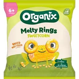 Дитячі кукурудзяні снеки Organix Melty Sweetcorn Rings органічні 20 г