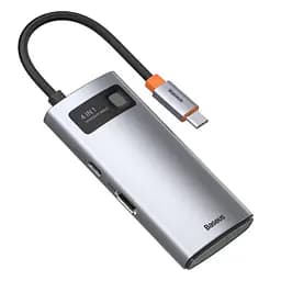 USB-хаб Baseus Metal Gleam Series 4-in-1 Multifunctional Type-C HUB Docking Station Gray（Type-C to HDMI*1+USB3.0*1+USB2.0*1+PD*1） (CAHUB-CY0G)
