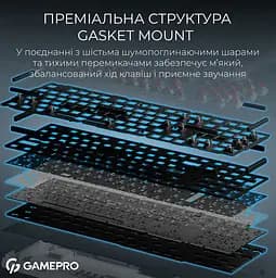 Клавиатура игровая механическая GamePro MK-305-WH Asgard Drakkar Keychron Super Red Switch Bluetooth 5.2/2.4 ГГц/USB White - мініатюра 7