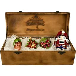 Набір ялинкових прикрас Різдвяні історії Ялинковий в дерев'яній коробці скло (4820001154214)