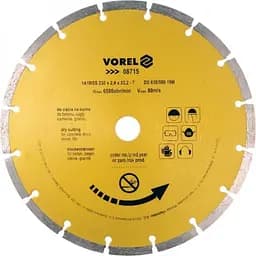 Диск відрізний алмазний сегментний Vorel Ø=230x22.2x2.4мм (08715)