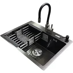 Комплект мийка + змішувач Romzha Arta U-550S BL (C)