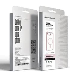 Чехол Apple iPhone 16e/17e, Unit MagSafe, розовый, прозрачный, магсейф, противоударный, магнитный, панель-накладка с поддержкой MagSafe, с поддержкой беспроводной зарядки, TPU+PC, защита всего корпуса, ударопрочный, ArmorStandart (ARM83875) - мініатюра 6