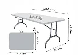 Стіл складаний переносний Hanert 180х74x74 White (O9) - мініатюра 4