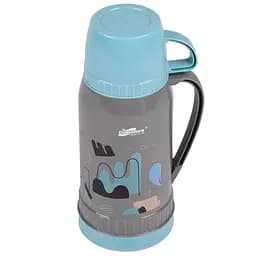 Термос Supretto детский с ручкой и чашкой серый с голубым 1 л (82790001)