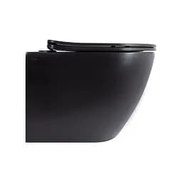 Унітаз підвісний Qtap Robin New Ultra Quiet безобідковий з сидінням Soft-close Black matt QT13332381АSMB, Чорний матовий - мініатюра 4