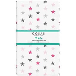 Простирадло Cosas на резинці в дитяче ліжечко 60х120 stars, рожевий (Star_GreyRose_120)