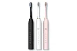 Рожева Електрична зубна щітка Sonic Toothbrush Х-3 ультразвукова акумуляторна 4 змінні насадки в комплекті - мініатюра 2