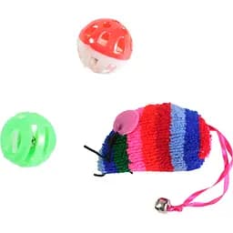 Набір іграшок для котів Fox кольорова миша та 2 м'ячики-брязкальця 