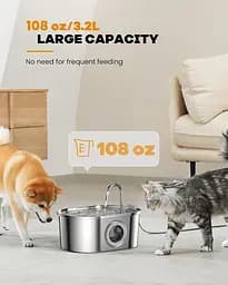Поїлка для кішок з нержавіючої сталі, SOOFPET, 108 унцій/3,2 л, напувалка для домашніх тварин, диспенсер для води для собак, автом - мініатюра 3