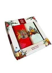 Набір 2 вафельних рушників Nilteks кухонні 40х60 см gingerbread house різнобарвний TC303376108