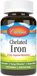 Вітаміни та мінерали Carlson Labs Chelated Iron, 250 таблеток