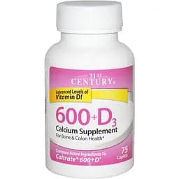Кальцій 600 + D3 21st Century Health Care Calcium 600+D3 75 капсул