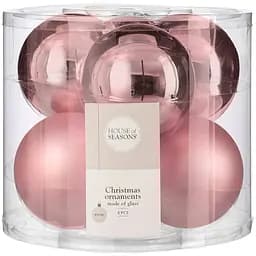 Набір ялинкових скляних куль House of Seasons 8 см 6 шт. рожевий (8720362603474)