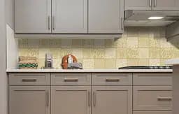 Кухонний фартух Happy Pocket Кремова клітка Печвірк вінілова для кухні 65х250 см Геометрія Бежевий Z183547 - мініатюра 2