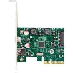 Плата расширения Frime PCI-E x4 1xUSB 3.2 / 1xType-C чип ASM3142 питание SATA ECF-PCIEtoUSB011.LP