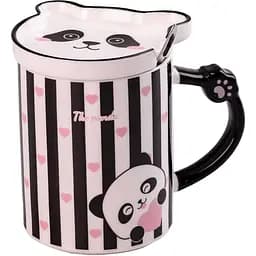 Чашка керамическая Happy Life The Panda с блюдцем и ложкой в полоску 350 мл HPCY8369ST