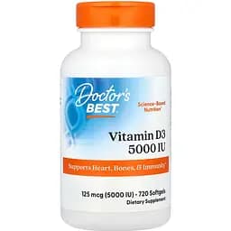 Вітамін D3 холекальциферол Doctor's Best Vitamin D3 125 мкг 5000 МО 720 капсул