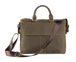 Мужская сумка из лошадиной винтажной кожи в коричневом цвете John McDee 38х7.5х30.5 см sum0028400