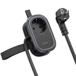 Мережевий зарядний пристрій подовжувач Hoco NS6 2 USB/ Type-C 1 розетка 1.1m чорний - мініатюра 4