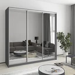 Шкаф-купе трехдверный MebelStar Стандарт AL 3 Зеркала 210x60x210 см Антрацит (MBS-2983)