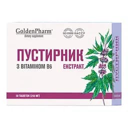 Диетическая добавка Golden Pharm Пустырник экстракт с витамином В6, 50 таблеток