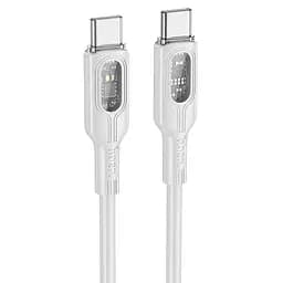 Дата кабель Hoco U120 Transparent explore intelligent power-off PD 60W Type-C to Type-C (1.2m) Gray