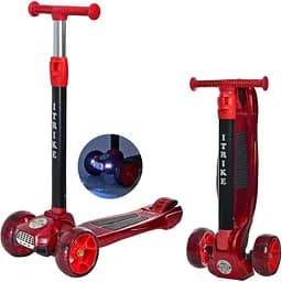 Самокат детский iTrike складной 30х14х72-83 см Красный 000222605