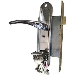 Замок врізний дверний з ручками на планці комплект FZB 77 мм ET-CY362L CP