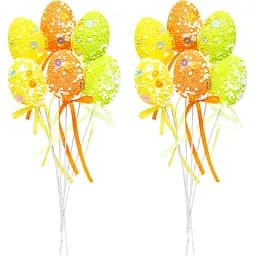 Набір яйця декоративні на паличці, фольга, 19 см, 6 шт., 203423