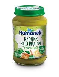 Пюре Hamanek Кролик со шпинатом и картошкой, 190 г