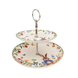 Етажерка Garden Rabbits порцелянова для фруктів та десертів 23*24 см HP-7323-6 кольорова тортівниця фруктовниця Yiwu HP-7323-6