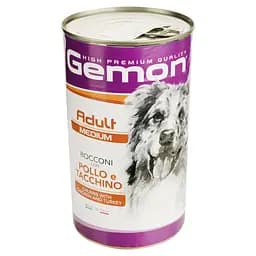 Влажный корм Gemon Dog Wet Medium Adult кусочки с индейкой и курицей, 1,25 кг (70387927)