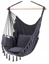 Підвісне крісло бразильський гамак BOHO 100 см + 2 шт подушки Dark Grey - мініатюра 2