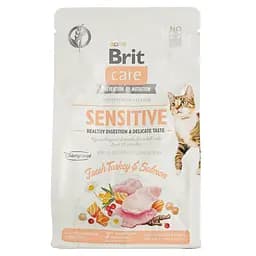 Сухий корм для кішок з чутливим травленням Brit Care Cat GF Sensitive Digestion&Delicate Taste зі свіжою індичкою і лососем 0.4 кг - мініатюра 2
